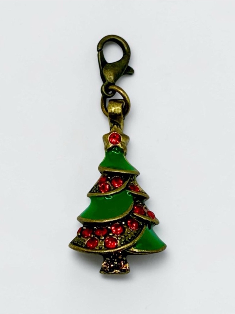 Rare Heidi Daus Red Crystal & Green Enamel Christmas Tree Charm
